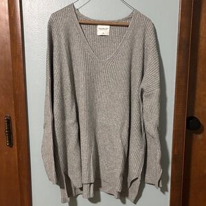 Abercrombie & Fitch Gray Oversized Ribbed Knit Top, Size XL